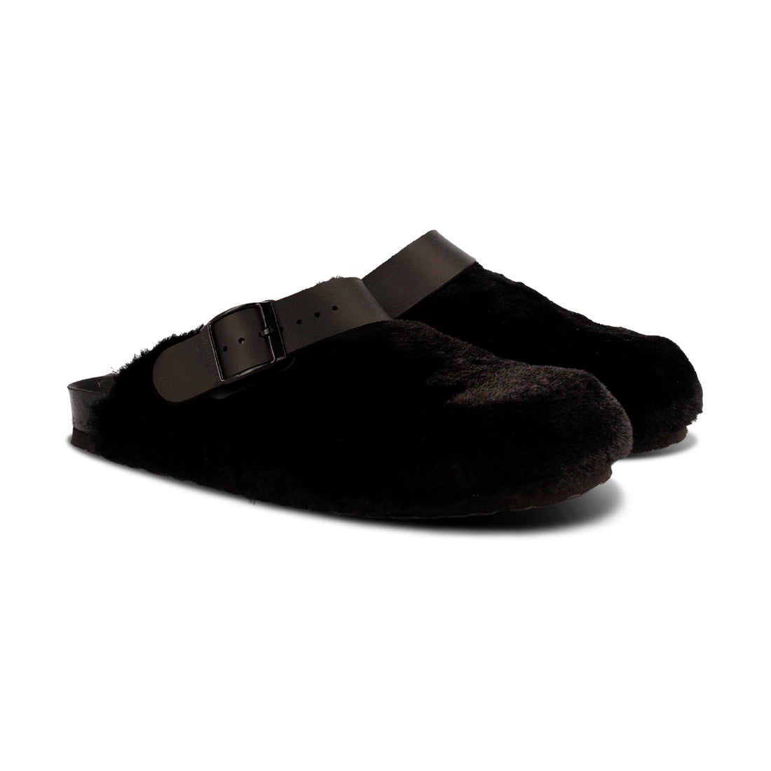 Shetland Fur Black Clogs 